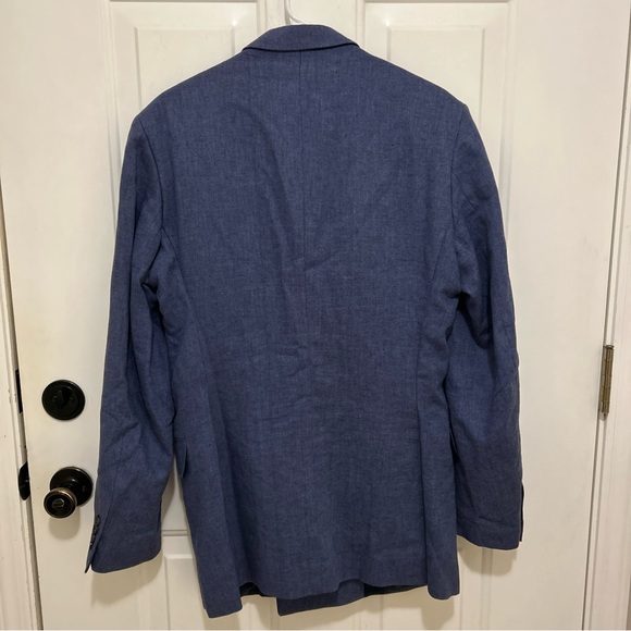 Stafford Men's Blue Linen Double-Breasted Blazer 40 Long - Picture 6 of 6